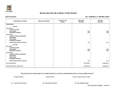 Estado Analitico de la Deuda y Otros Pasivos