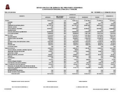 Estado Analitico del ejercicio del presupuesto de egresos clasificación funcional