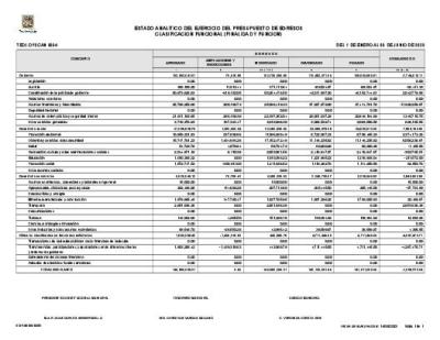 Estado Analitico del ejercicio del presupuesto de egresos clasificación funcional