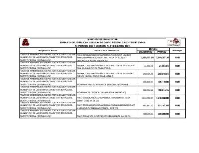 EJERCICIO Y DESTINO DE GASTO FEDERALIZADO Y REINTEGROS