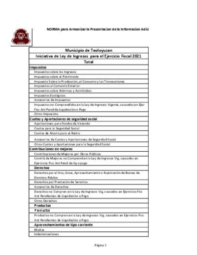 1. norma iniciativa de la ley de ingresos