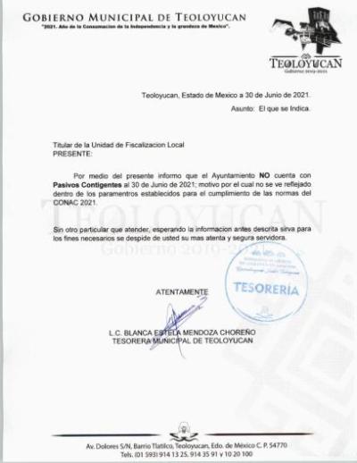INFORME SOBRE PASIVOS CONTINGENTES