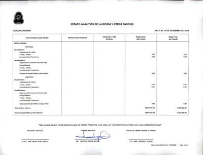 Estado Analitico de la Deuda y Otros Pasivos