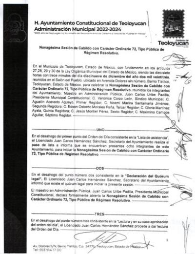 Acta del Proyecto de ingresos y Egresos 2024
