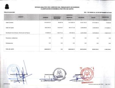 ESTADO ANALITICO DEL EJERC DEL PRESUP DE EGRESOS CLASIF ECONOMICA (POR TIPO DE GASTOS)