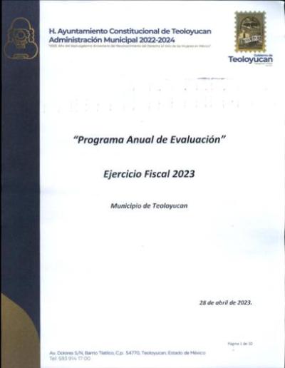 Programa Anual de Evaluación 2023