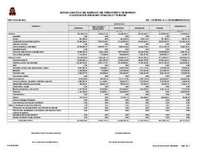 Estado Analítico del Ejercicio del Presupuesto de Egresos Clasificación Funcional