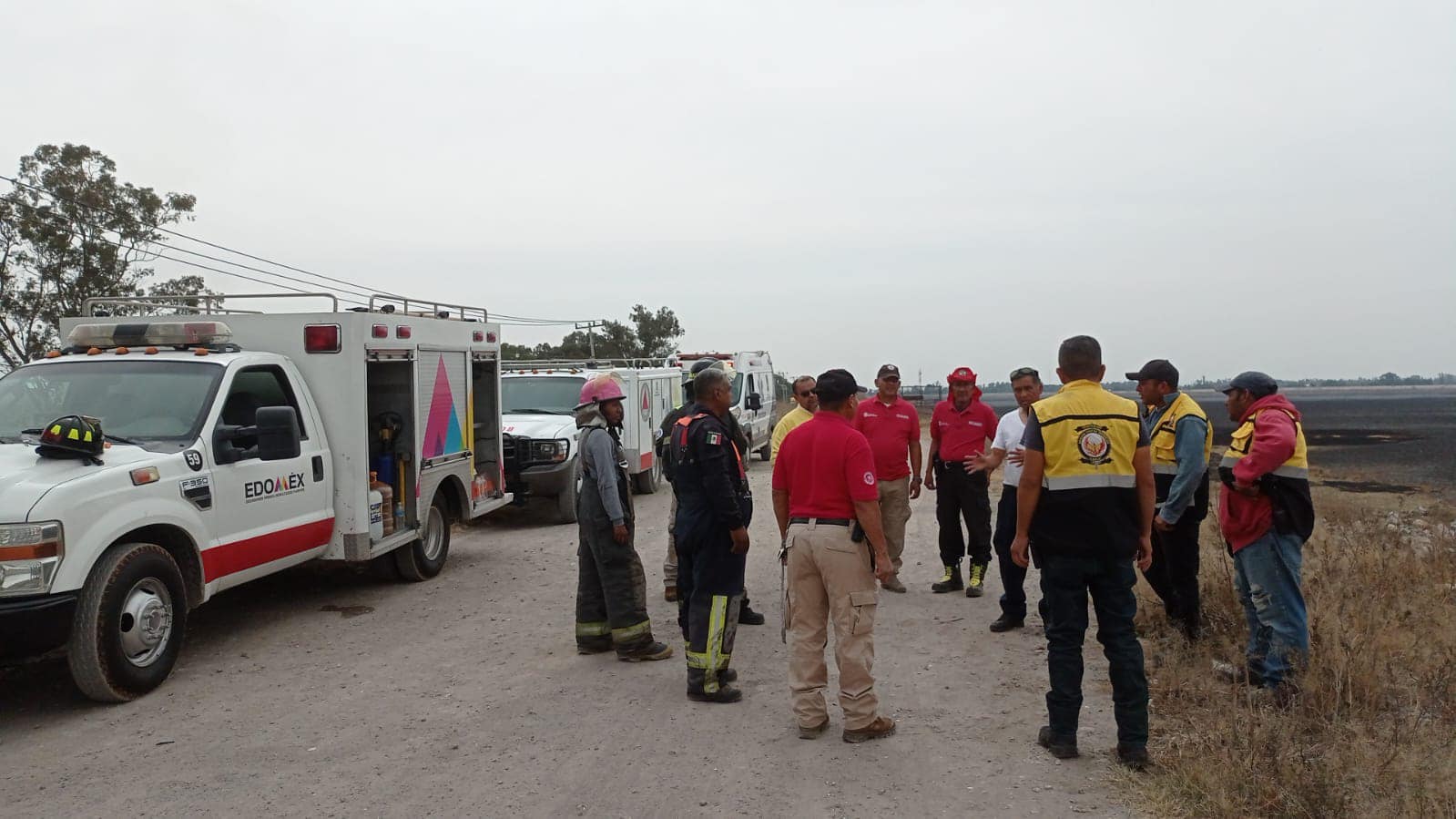 Elementos de Protección Civil y Bomberos sofocaron el incendio en la Laguna de Zumpango.